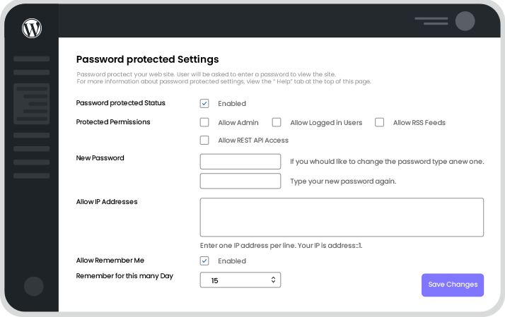 WordPress password protected Plugin