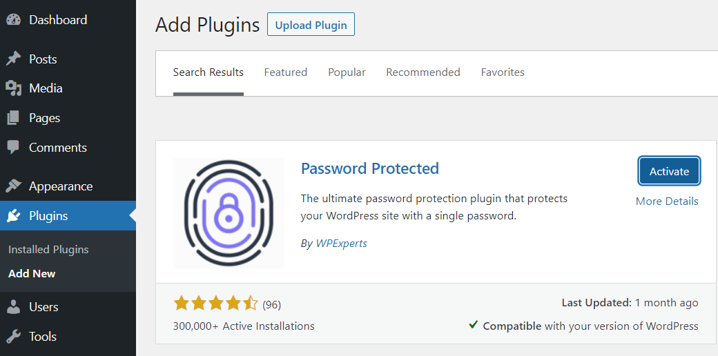Password Protected plugin