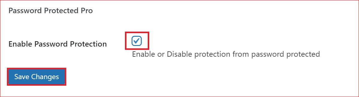 Enable Password Protection option