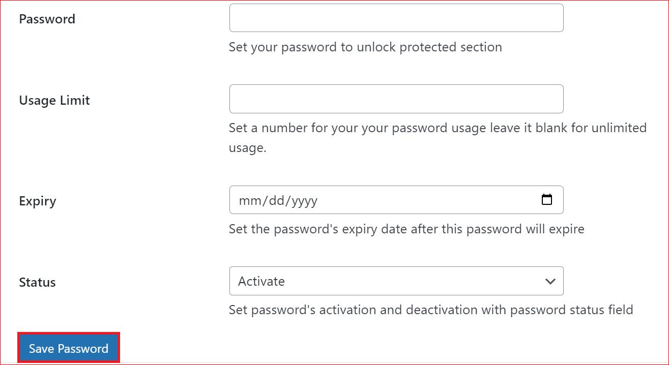 apply the password protection