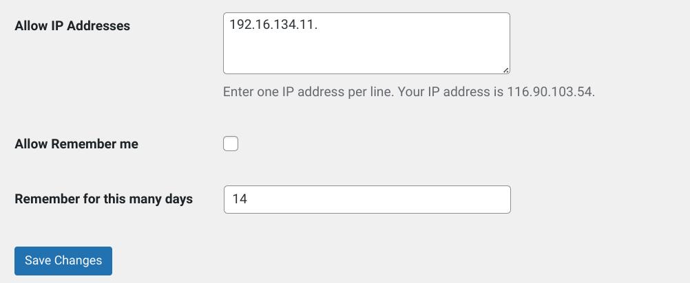 Allow IP Addresses option