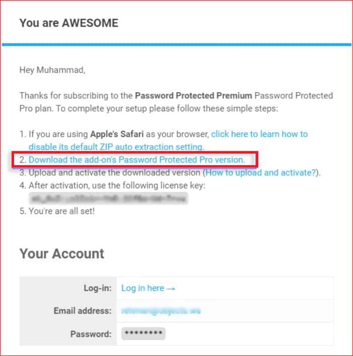 download link for the Password Protected Pro