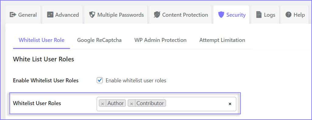 Access the WP Admin Protection settings