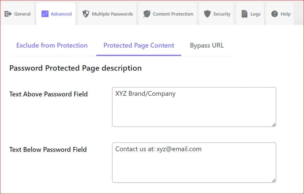 WordPress password protect page