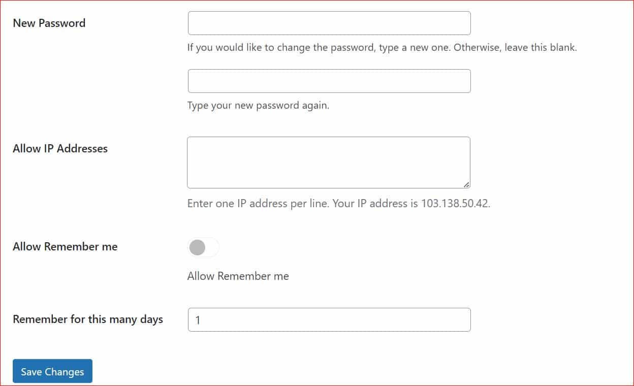 Set a new password and specify the duration