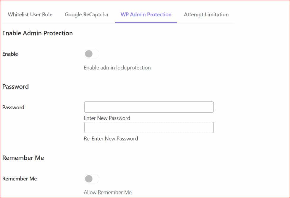 Enable WP Admin Protection