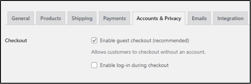 Accounts & Privacy tab